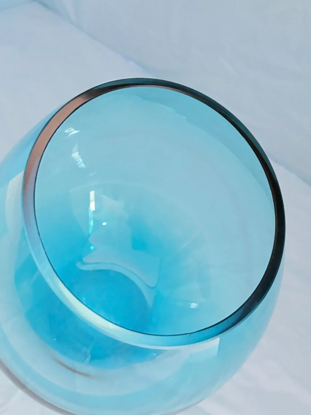 LSA International Peacock Blue Blown Glass Vase Slanted Rim made in Poland 8